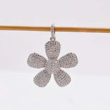 37mm Gold Plated Cz Micro Flower Pendant