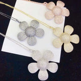 37mm Gold Plated Cz Micro Flower Pendant