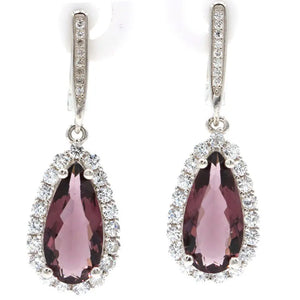 Violet Tanzanite Amethyst Zircon 925 Silver Earrings