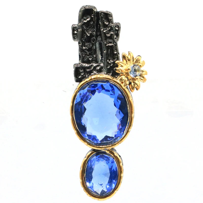 Gothic Vintage Violet Tanzanite Silver Pendant