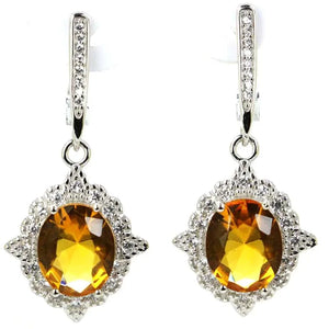 Pink Kunzite Citrine CZ Jewelry Set, 925 Silver Pendant Earrings