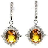 Pink Kunzite Citrine CZ Jewelry Set, 925 Silver Pendant Earrings