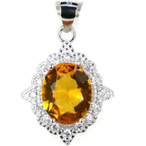 Pink Kunzite Citrine CZ Jewelry Set, 925 Silver Pendant Earrings