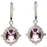 Pink Kunzite Citrine CZ Jewelry Set, 925 Silver Pendant Earrings