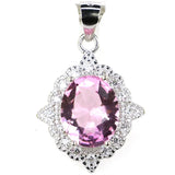 Pink Kunzite Citrine CZ Jewelry Set, 925 Silver Pendant Earrings