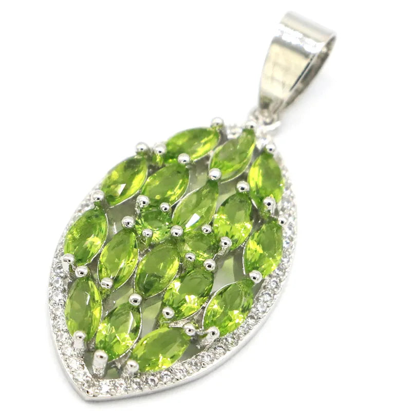 Green Peridot Violet Tanzanite CZ Silver Pendant
