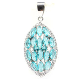 Golden Citrine Aquamarine CZ Silver Pendant for Women