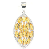 Golden Citrine Aquamarine CZ Silver Pendant for Women