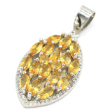 Golden Citrine Aquamarine CZ Silver Pendant for Women