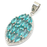 Golden Citrine Aquamarine CZ Silver Pendant for Women