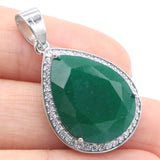 Top Selling Red Ruby Green Emerald Sapphire CZ Drop Oval Pendant Earrings