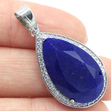 Top Selling Red Ruby Green Emerald Sapphire CZ Drop Oval Pendant Earrings