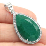 Top Selling Red Ruby Green Emerald Sapphire CZ Drop Oval Pendant Earrings