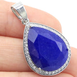 Top Selling Red Ruby Green Emerald Sapphire CZ Drop Oval Pendant Earrings