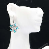 Rich Aquamarine Sapphire CZ Silver Earrings for Woman's Engagement