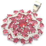 Pink Rhodolite Garnet CZ Silver Pendant