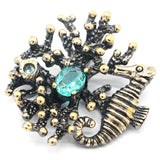 Neo-Gothic Animal Rich Aquamarine Silver Pendant