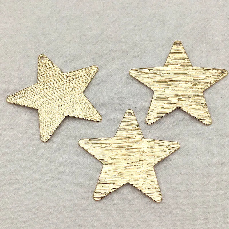50pcs Gold/Rhodium Copper Star Charm Pendant for DIY Jewelry Making