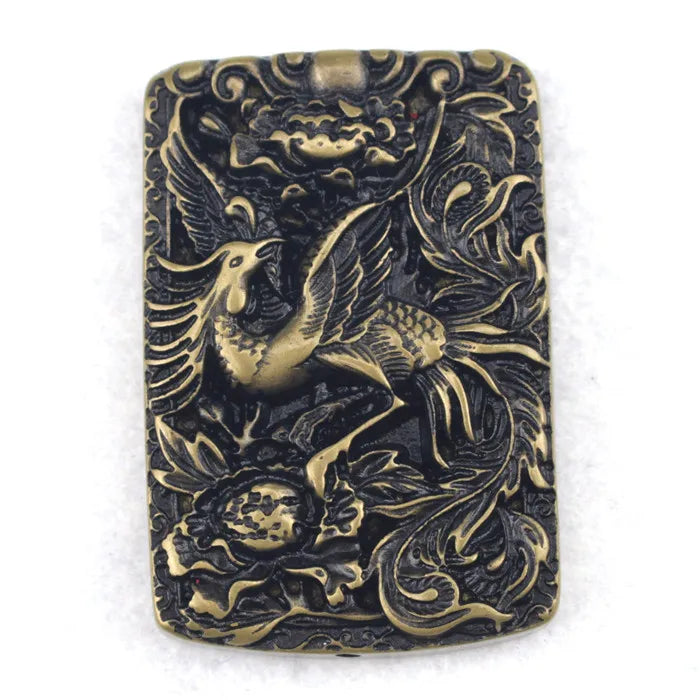 Vintage Bronze Phoenix Carved Pendant for Men Jewelry Making