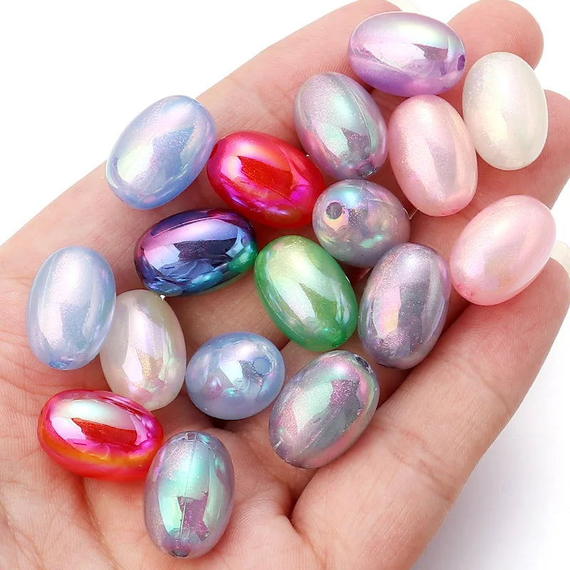 38-66pcs Ellipse Acrylic Beads 6/8/10mm Jewelry Accessories for Necklace