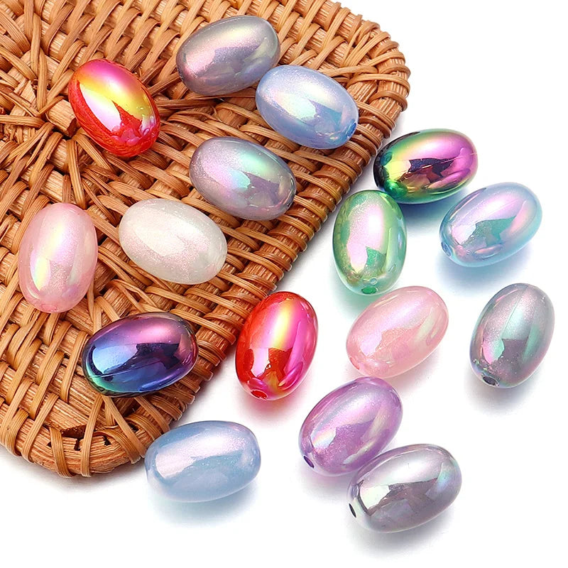 38-66pcs Ellipse Acrylic Beads 6/8/10mm Jewelry Accessories for Necklace