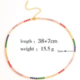 Rainbow CZ Tennis Chain Chocker Necklace 18K Plated Women Collar Jewellery