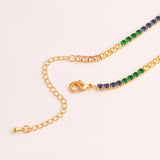 Rainbow CZ Tennis Chain Chocker Necklace 18K Plated Women Collar Jewellery