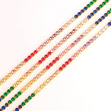Rainbow CZ Tennis Chain Chocker Necklace 18K Plated Women Collar Jewellery