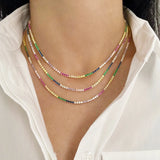 Rainbow CZ Tennis Chain Chocker Necklace 18K Plated Women Collar Jewellery