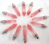 Natural Stone Quartz Crystal Amethysts Unakite Mix Stone Pillar Chakra Pendant