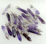 Natural Stone Quartz Crystal Amethysts Unakite Mix Stone Pillar Chakra Pendant