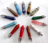 Natural Stone Quartz Crystal Amethysts Unakite Mix Stone Pillar Chakra Pendant