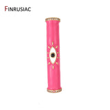 38*8mm Enamel Evil Eye Long Tube Beads DIY Jewelry Making