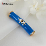 38*8mm Enamel Evil Eye Long Tube Beads DIY Jewelry Making