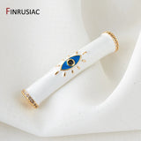 38*8mm Enamel Evil Eye Long Tube Beads DIY Jewelry Making