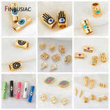 38*8mm Enamel Evil Eye Long Tube Beads DIY Jewelry Making