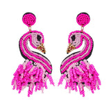 Korea Pink Rhinestones Drop Earrings Wedding Dangle Statement Bijoux