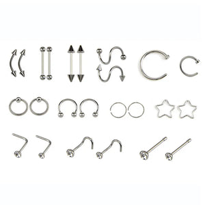 38 PCS Body Piercing Jewelry Tool Kit for Ear Nose Navel Nipple Needles