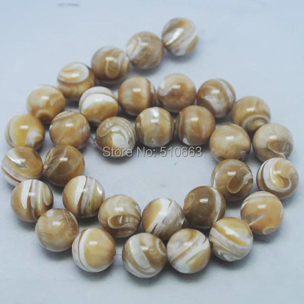 38 Pcs Trochus Shell Round Bead 10mm Mother of Pearl DIY Jewelry Findings