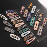 Geometric Hair Clips for Women Girls Leopard Marble Barrettes Hair Accessories