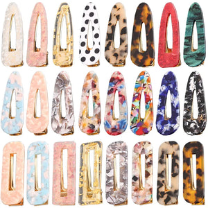 Geometric Hair Clips for Women Girls Leopard Marble Barrettes Hair Accessories