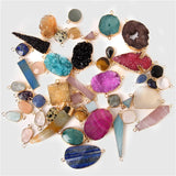 Natural Stone Pendant Charms Necklace Earrings DIY Jewelry Supplies 2pcs/lot