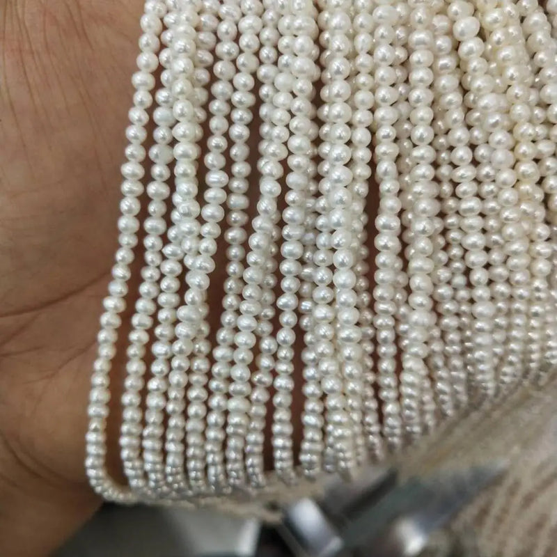 38 cm, 3-4 mm MINI FRESHWATER near round PEARL BEADS