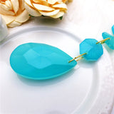 38mm Faceted Water Drop Crystal Glass Beads Teardrop Pendant Turquoise Lake