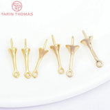 20PCS 16x3.5MM 24K Plated Brass Half Pins Caps Jewelry Accessories