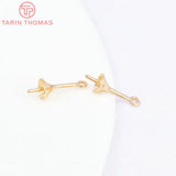 20PCS 16x3.5MM 24K Plated Brass Half Pins Caps Jewelry Accessories