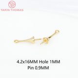20PCS 16x3.5MM 24K Plated Brass Half Pins Caps Jewelry Accessories