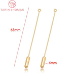 6PCS 65MM 24K Brass Brooch Eye Pins with Stopper High Diy Jewelry