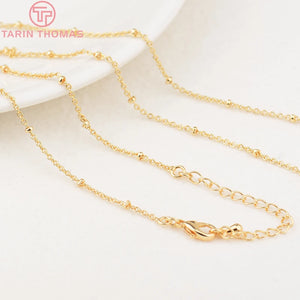 2PCS 24K Brass Finished Necklace Chain DIY Jewelry Findings