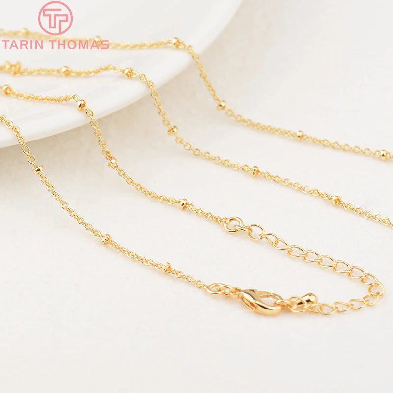 2PCS 24K Brass Finished Necklace Chain DIY Jewelry Findings